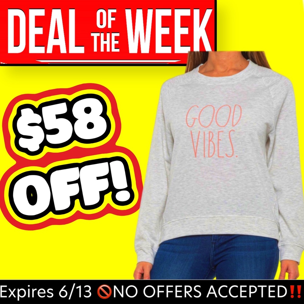 🔥🆕 Rae Dunn Good Vibes Sweatshirt Gray and pink size xsmall